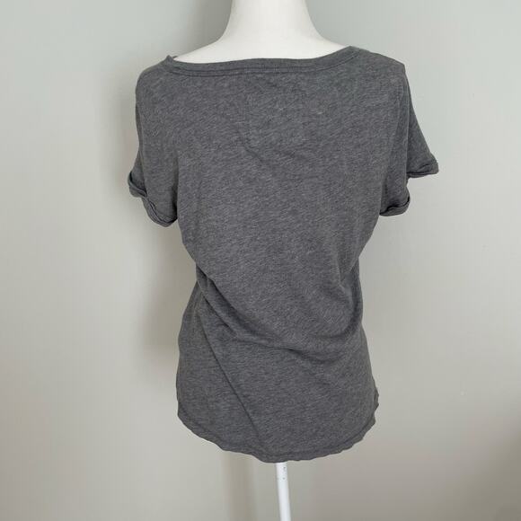 Abercrombie & Fitch Women's  Y2K Gray Henley T-Shirt Sz L Embroidered Logo - Picture 2 of 8